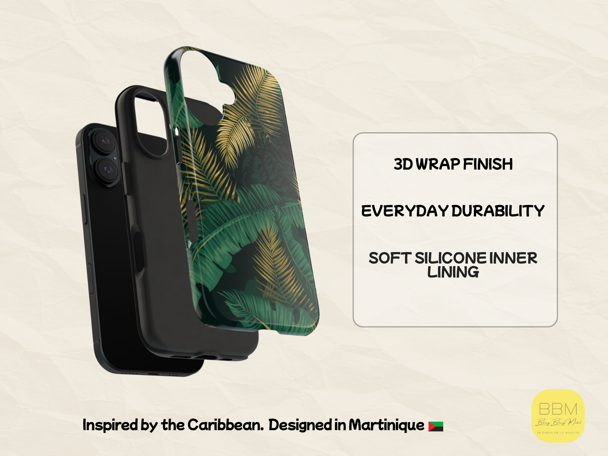 Coque de téléphone motif palmier pour iPhone et Samsung - Coque de protection - Cadeau pour les amoureux des Caraïbes