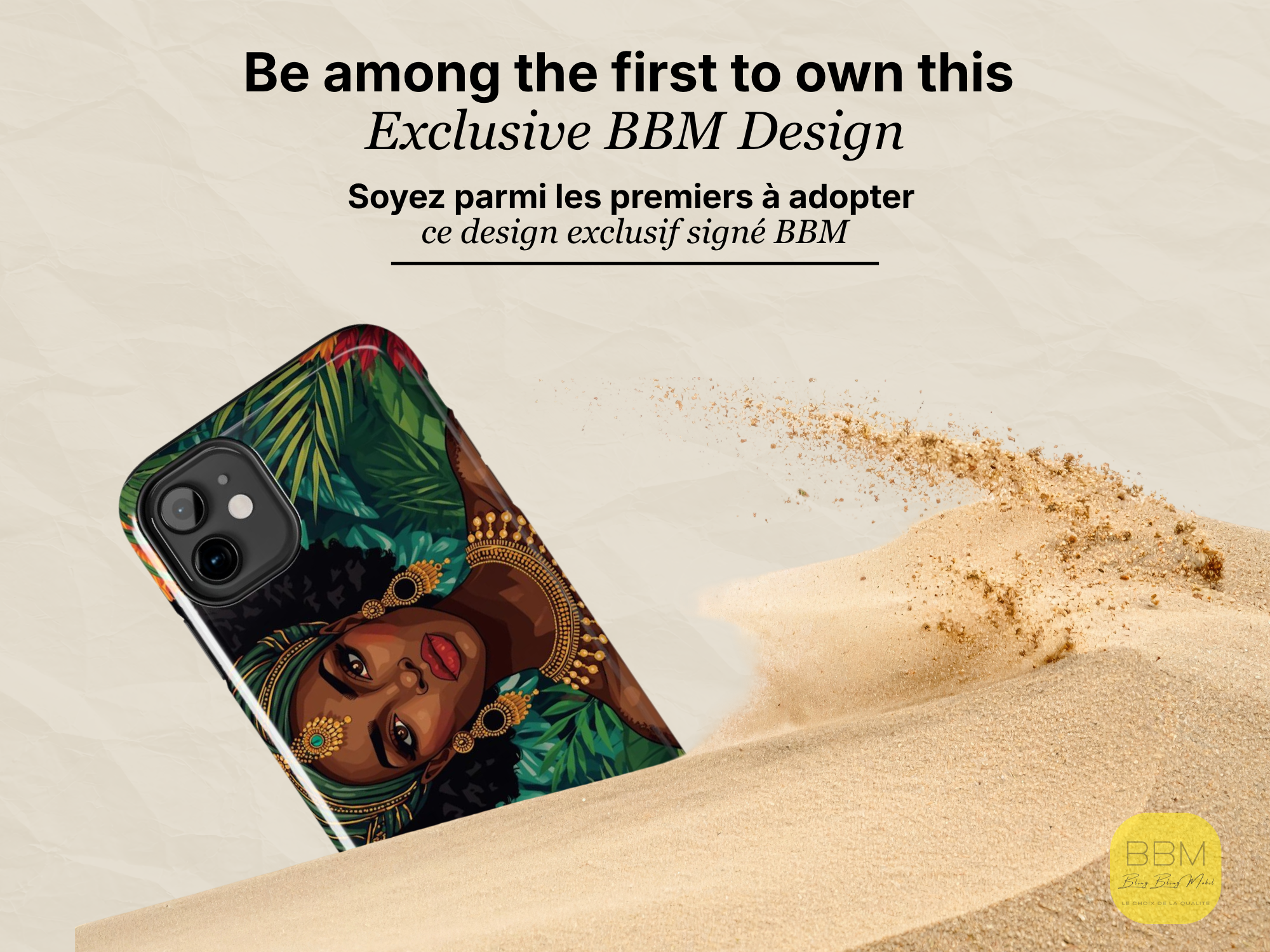 Coque de téléphone imprimée motif personnage femme noire - Coque Samsung iPhone - Coque de protection tropicale - Cadeau pour les amoureux des Caraïbes