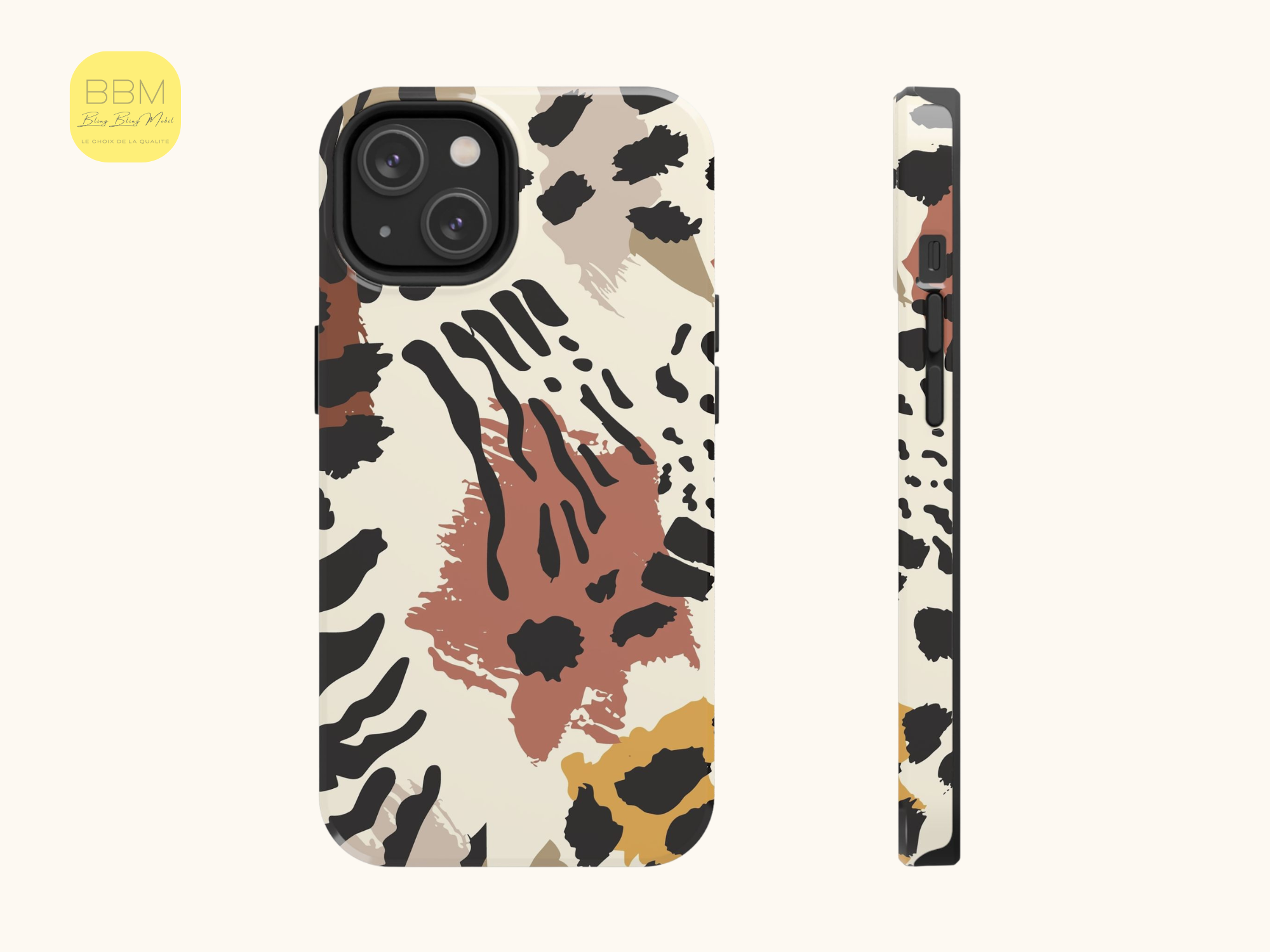 Étui de téléphone imprimé léopard - Couverture à la mode pour iPhone et Samsung - Design chic contemporain