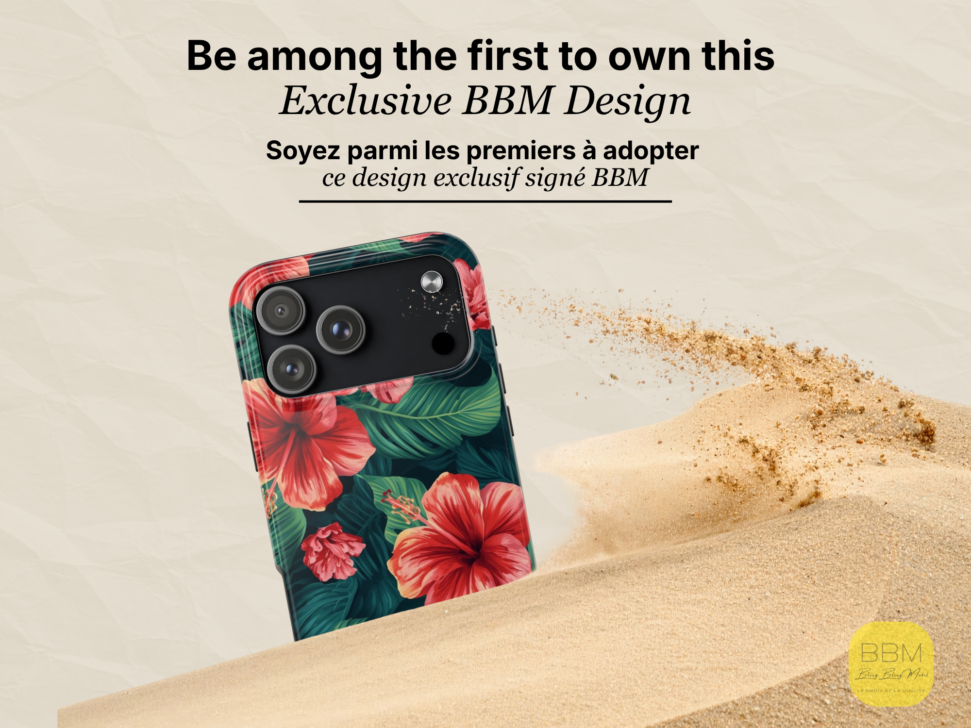 Coque de téléphone fleurie - Coque d’iPhone des Caraïbes - Coque de protection pour île tropicale - Cadeau pour les amoureux des Caraïbes