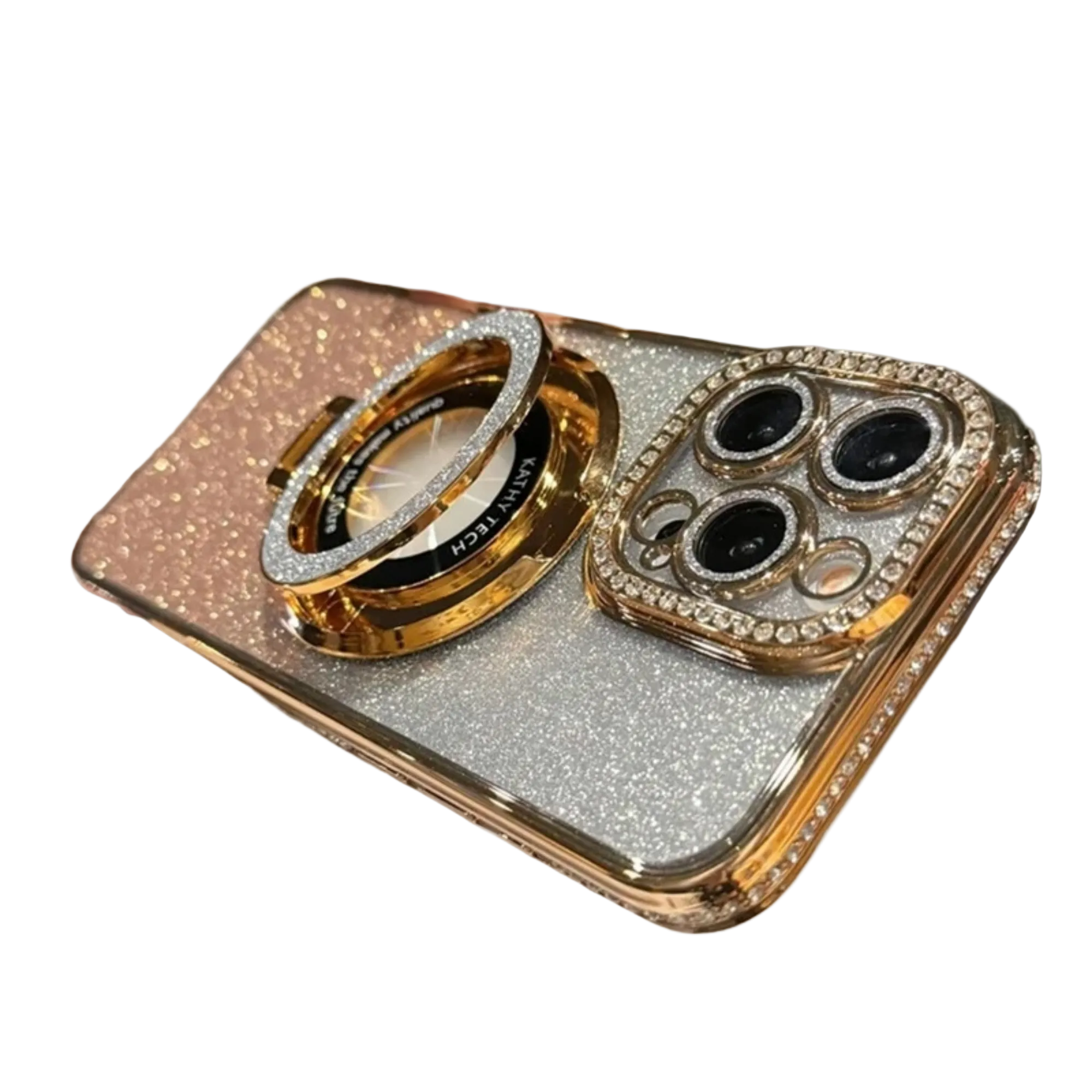 Coque iPhone transparente miroir pailletée BlingBling – Compatible MagSafe