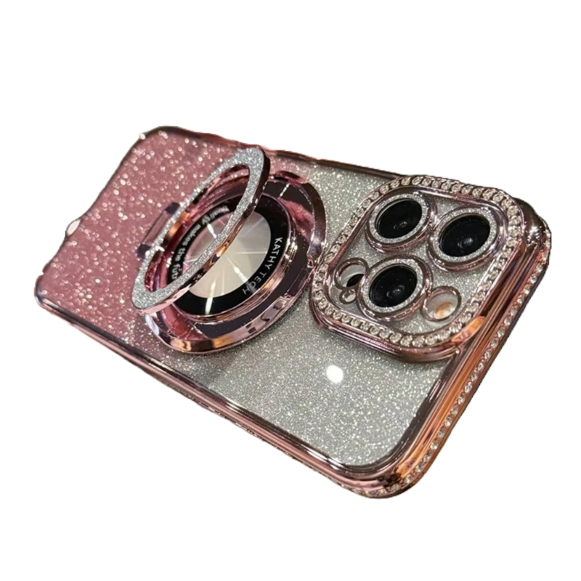 Coque iPhone transparente miroir pailletée BlingBling – Compatible MagSafe