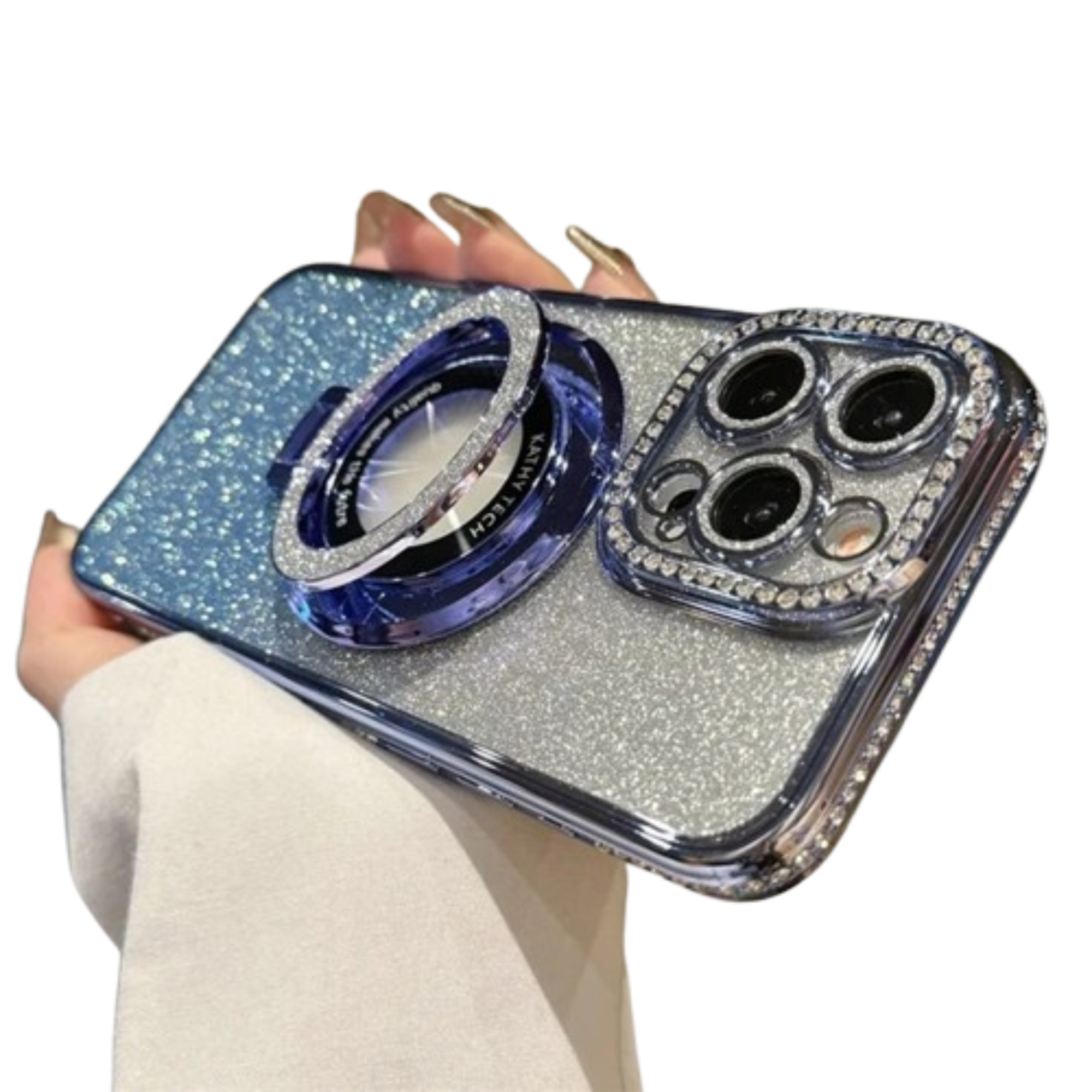 Coque iPhone transparente miroir pailletée BlingBling – Compatible MagSafe