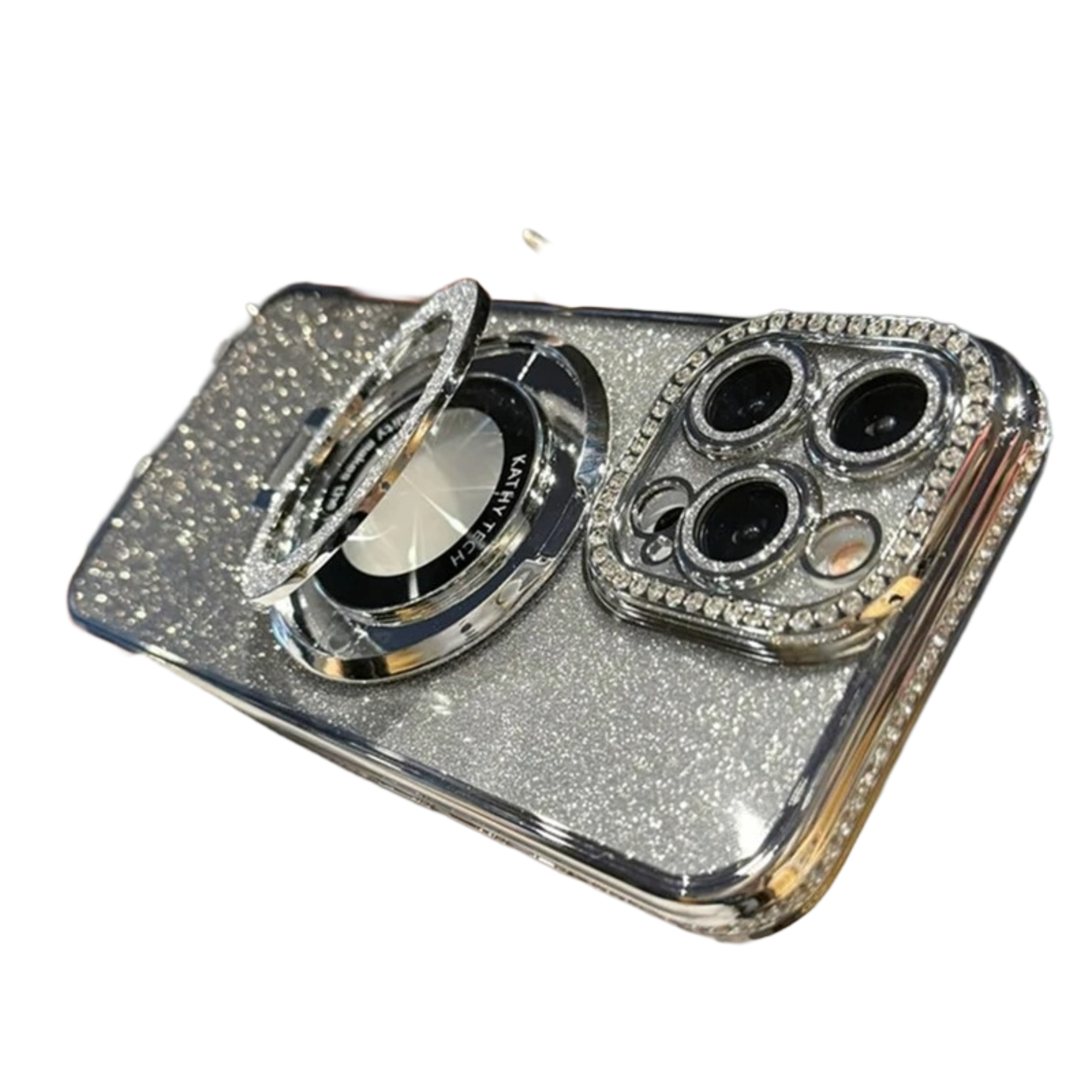 Coque iPhone transparente miroir pailletée BlingBling – Compatible MagSafe